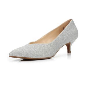 Brink Women's Elegant Comfortable Kitten Heel Dress Pump Pointed Toe Wedding Pa